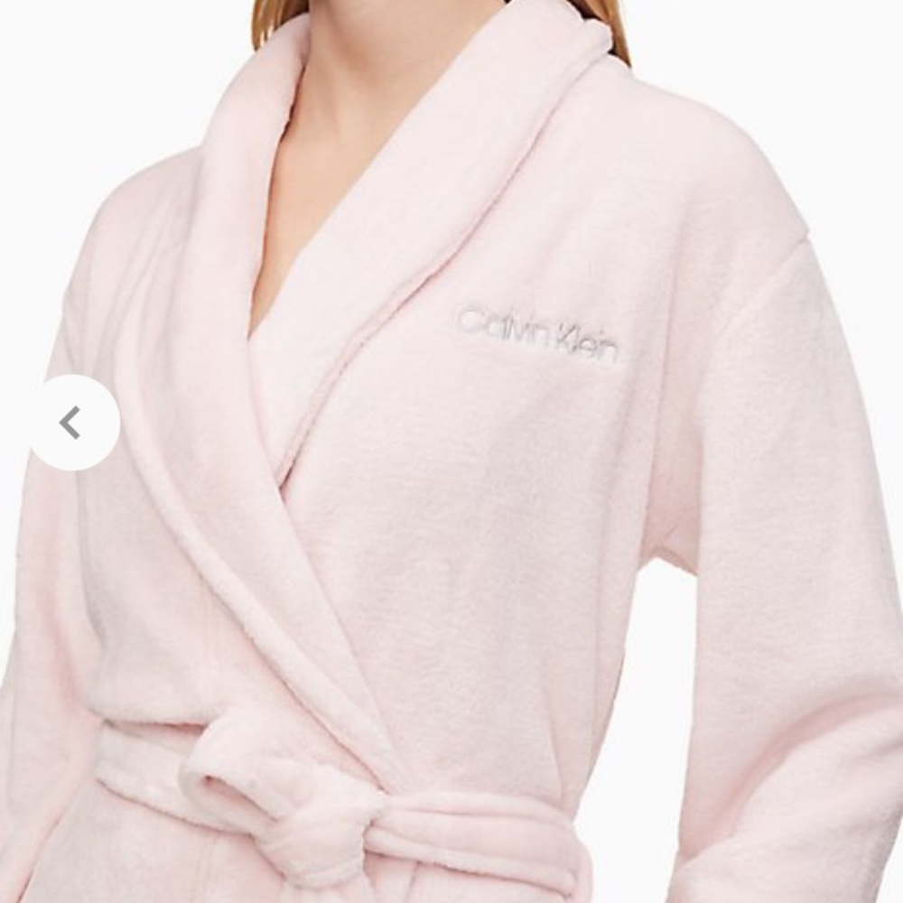 Calvin Klein Shawl Collar Logo Belted Plush Robe